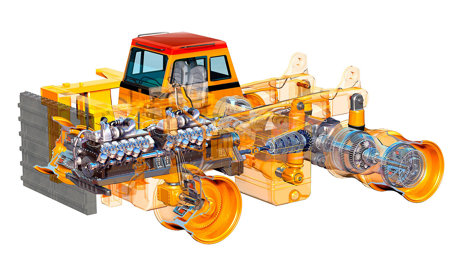 Heavy mining truck cutaway drawing