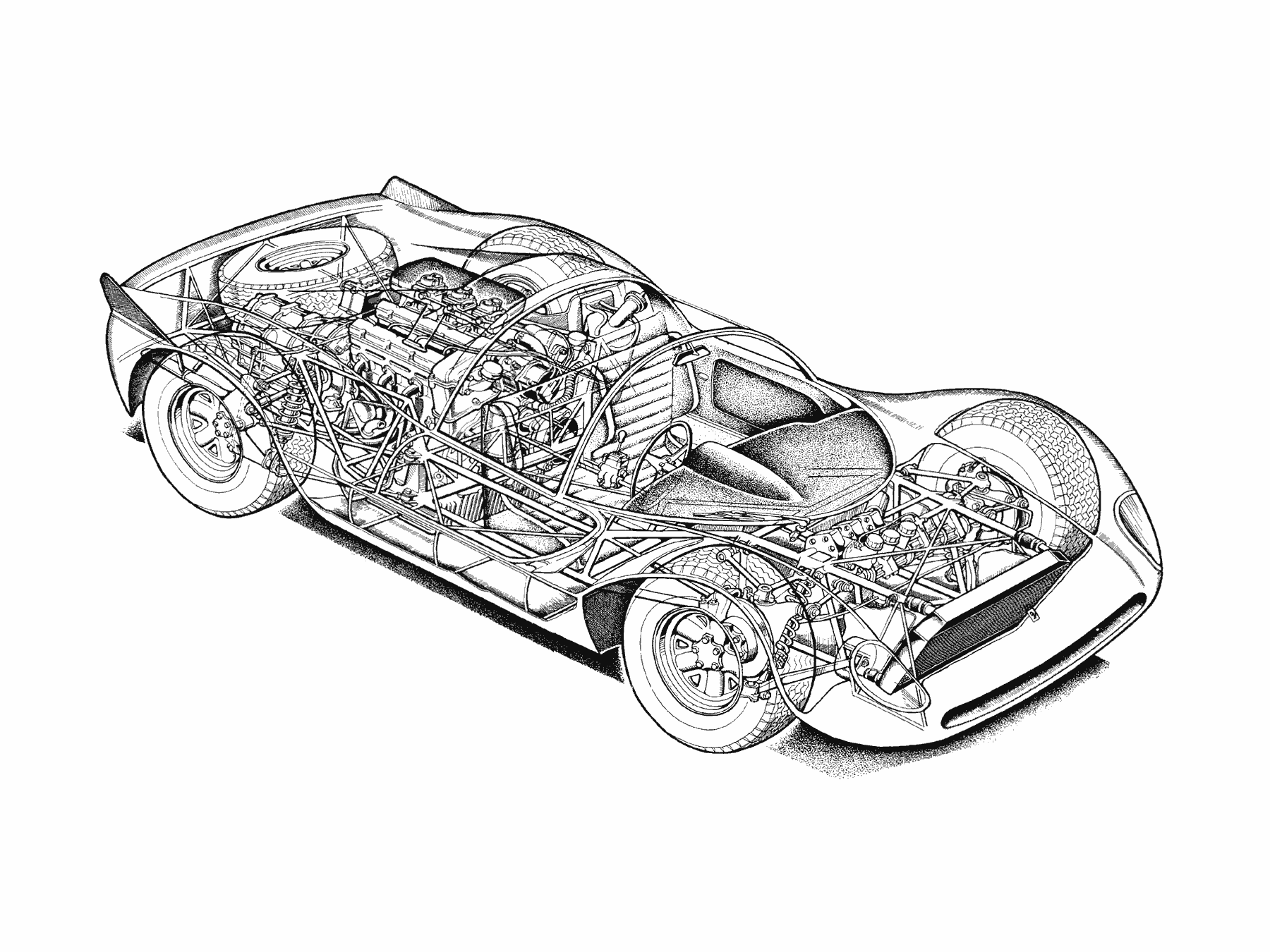 Dino 206 S cutaway drawing