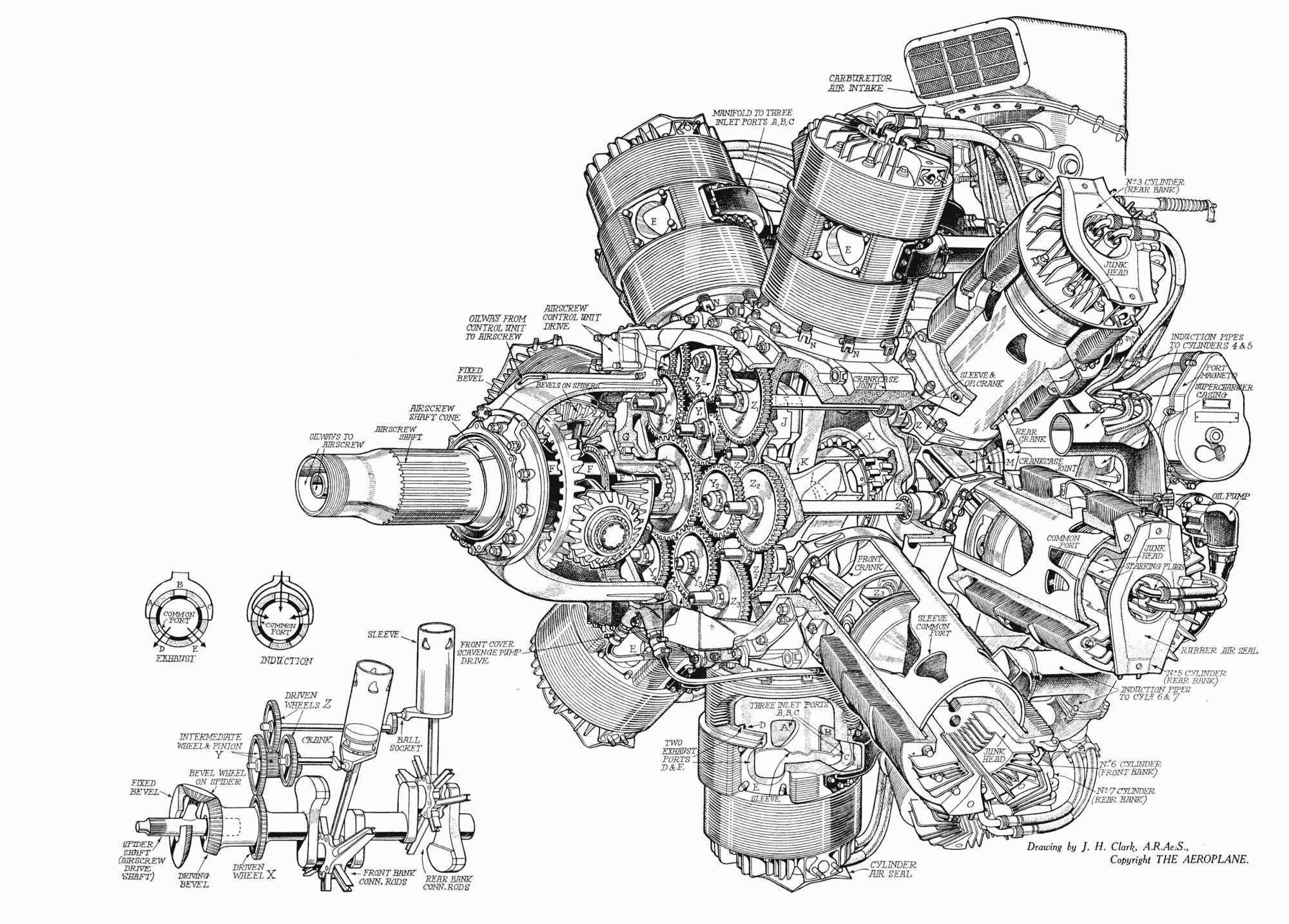 Hercules XVI Rotary Engine cutaway drawing
