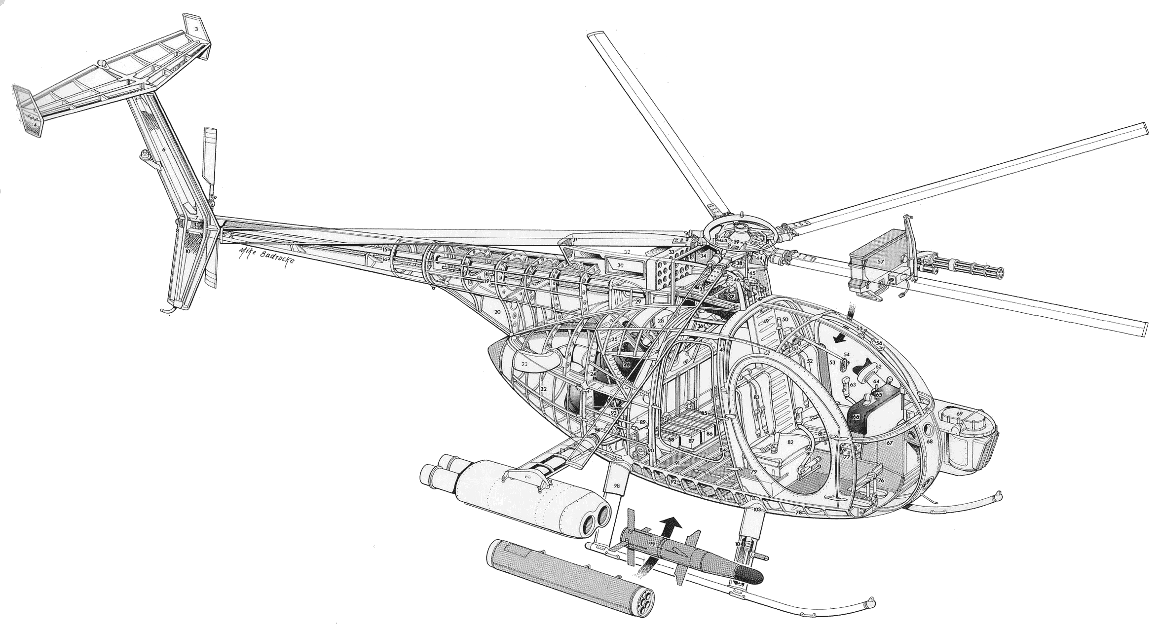 Hughes OH-6 Cayuse cutaway drawing