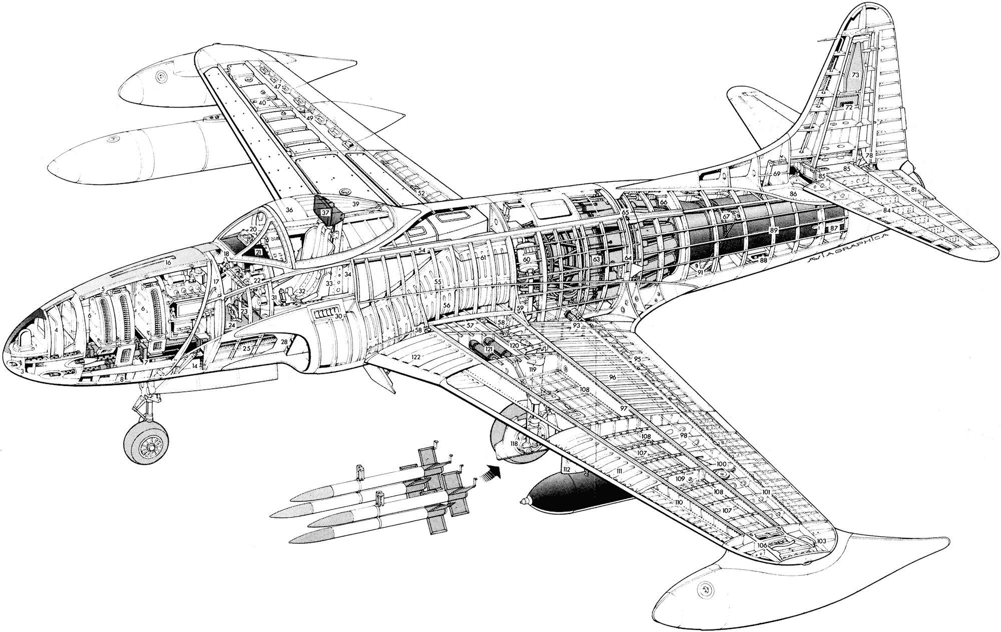 P-80 Shooting Star cutaway drawing