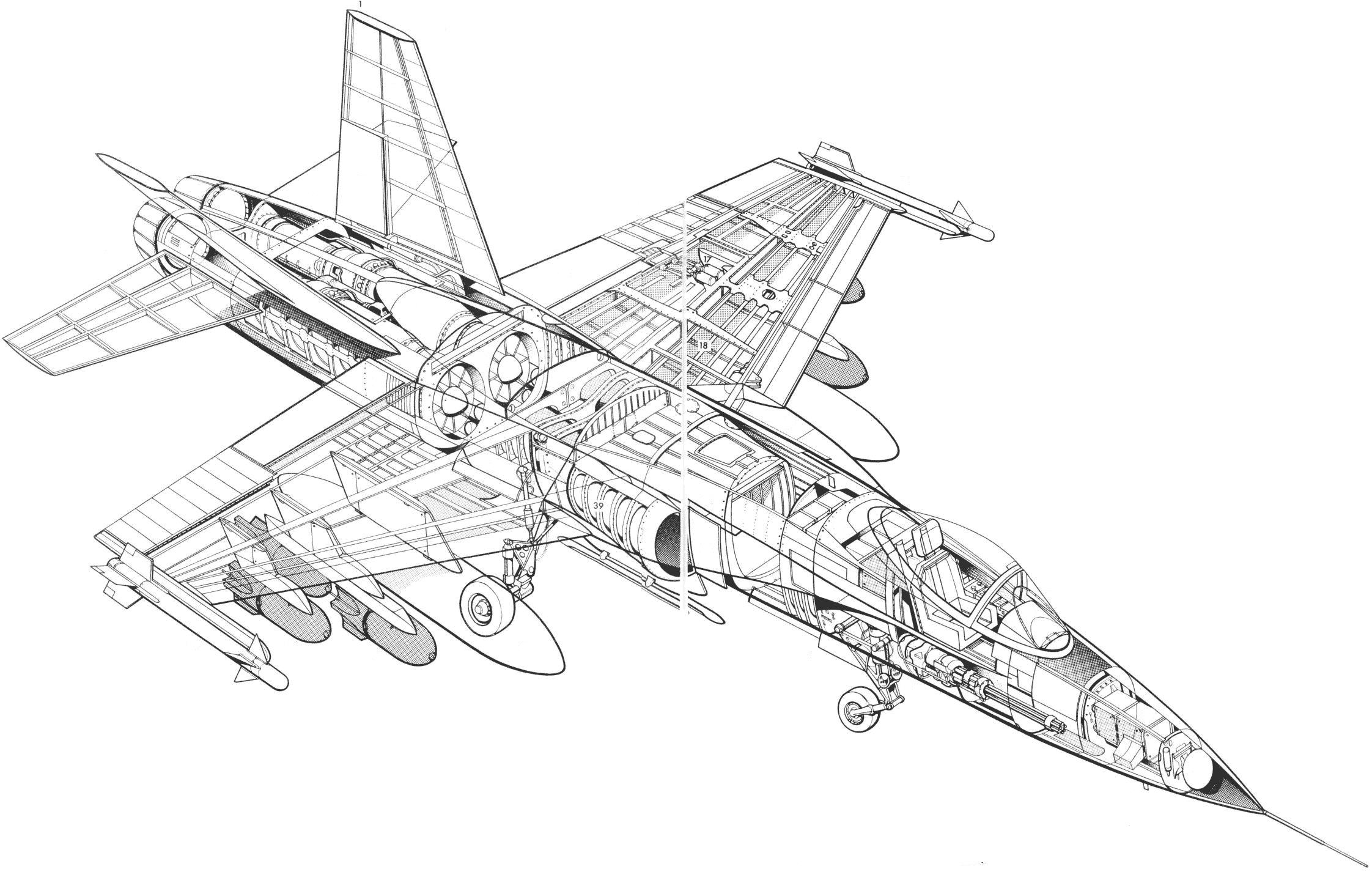 Northrop YF-17 Cobra cutaway drawing