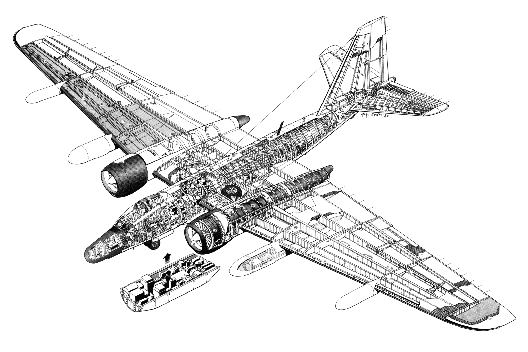 Reconnaissance aircraft Cutaway Drawings in High quality