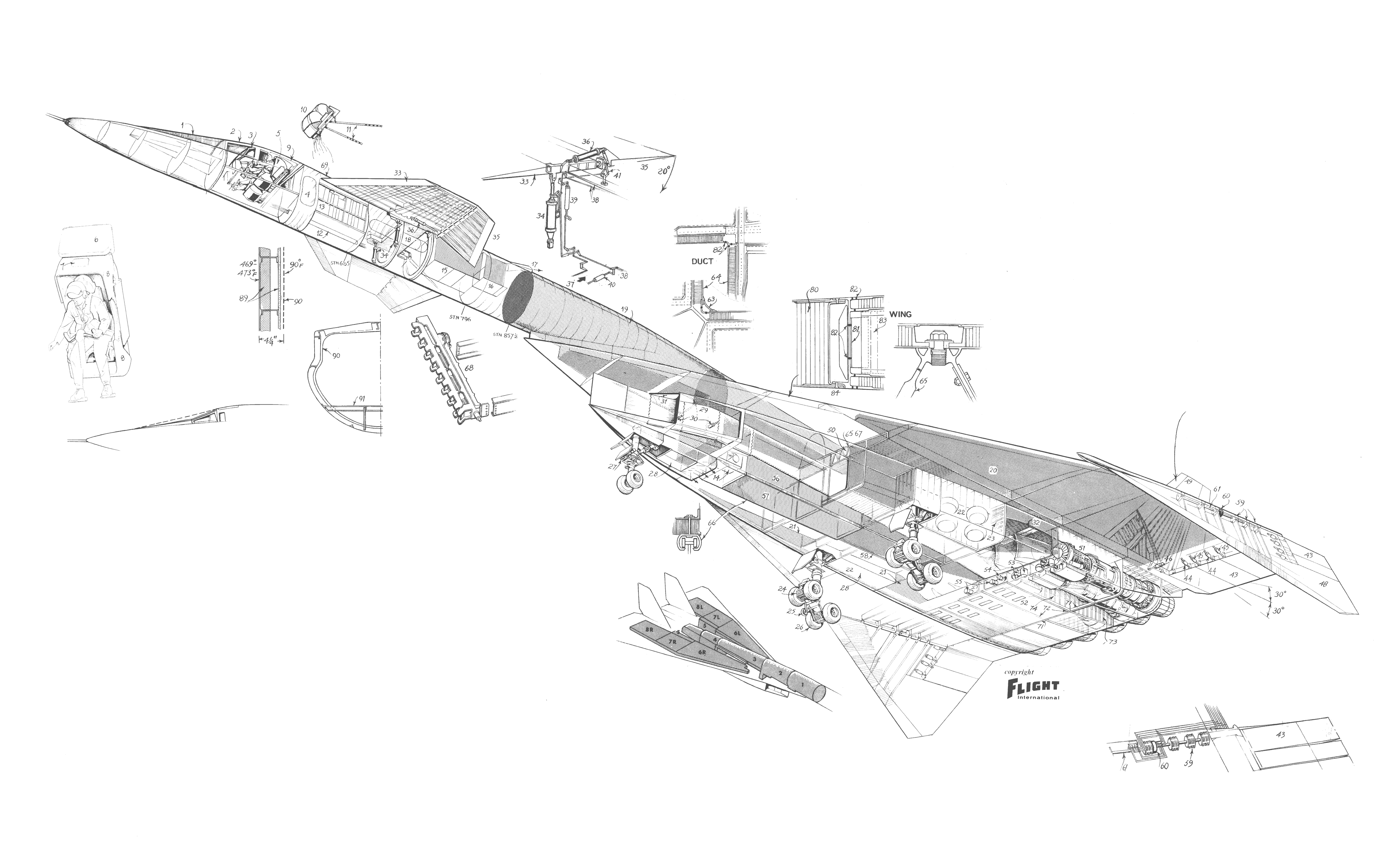 North American XB-70 Valkyrie cutaway drawing