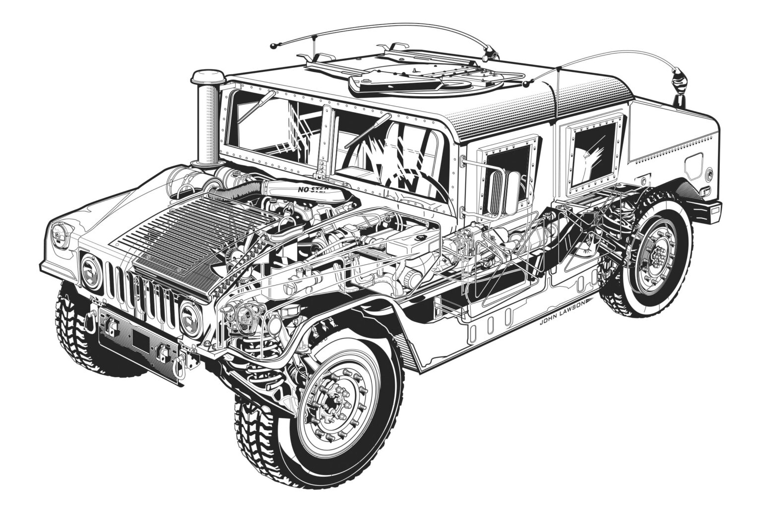 AM General HMMWV Cutaway Drawing in High quality