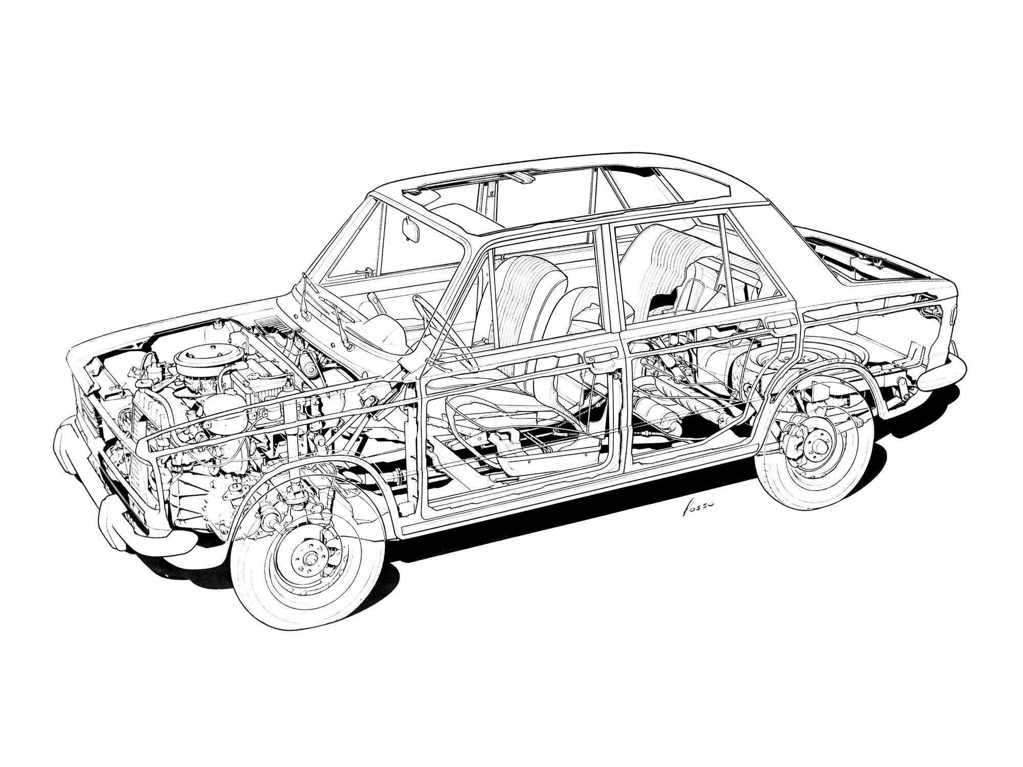 Autobianchi A111 cutaway drawing