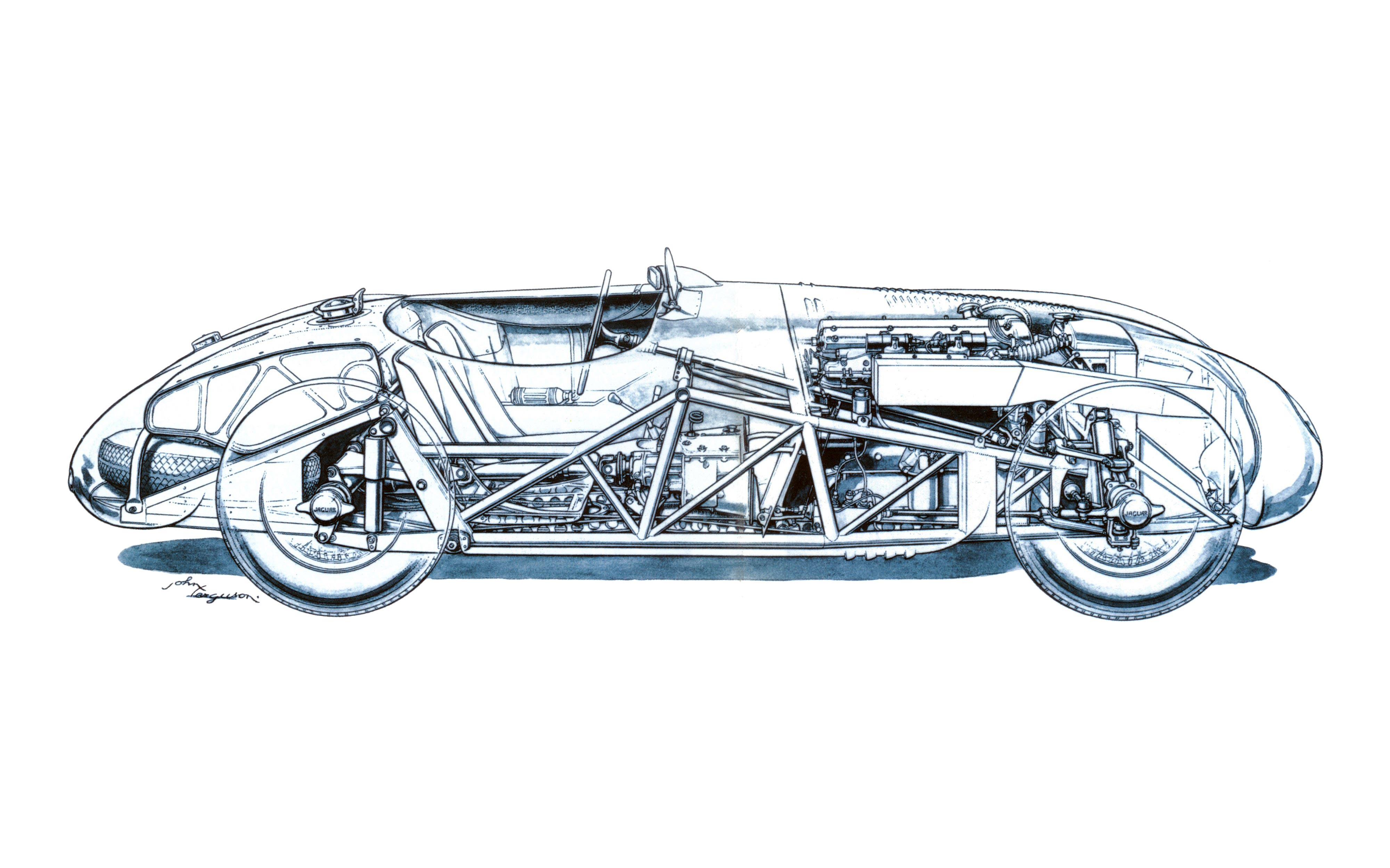 Jaguar C-Type cutaway drawing