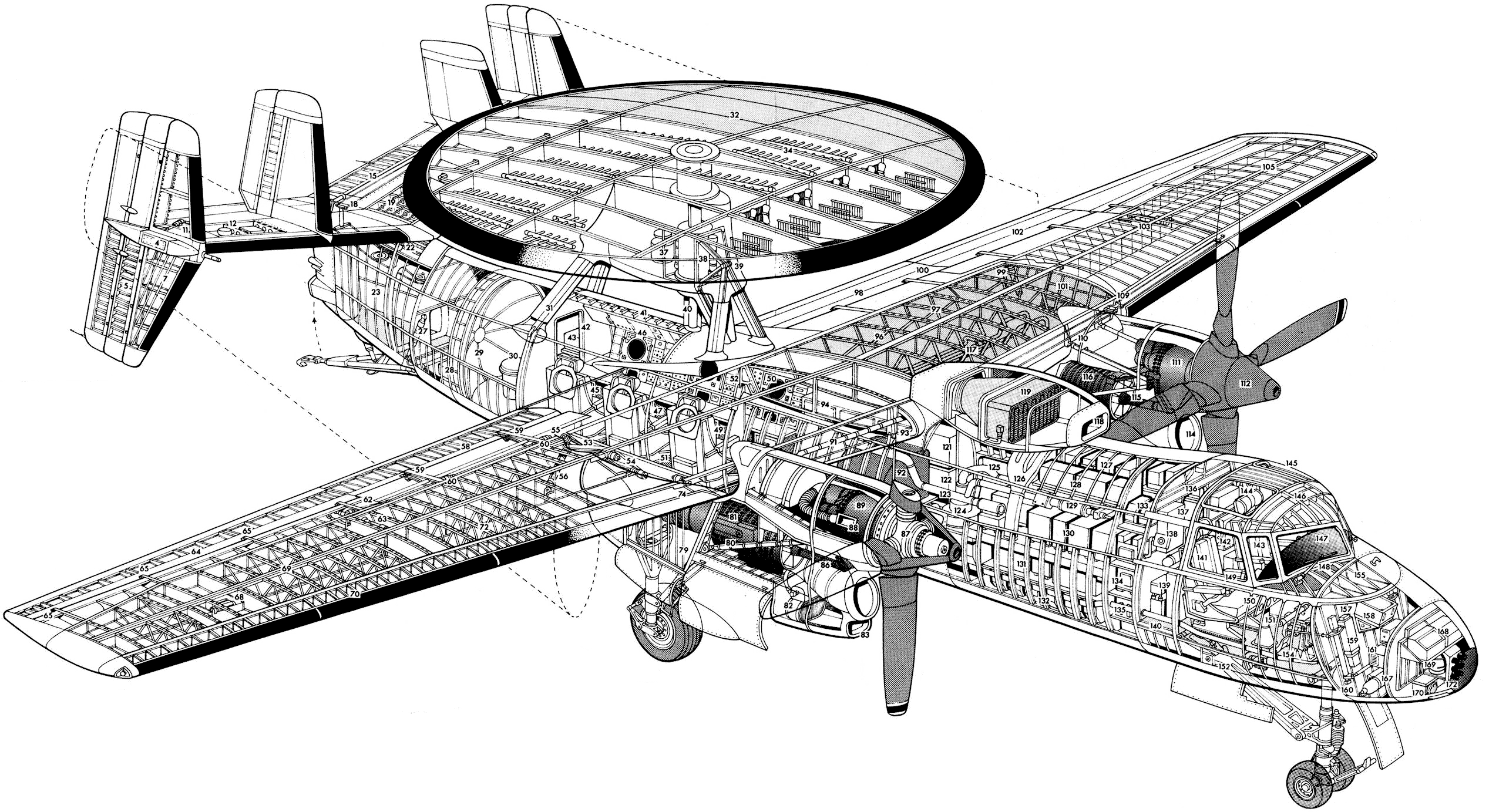 Northrop Grumman E-2 Hawkeye cutaway drawing
