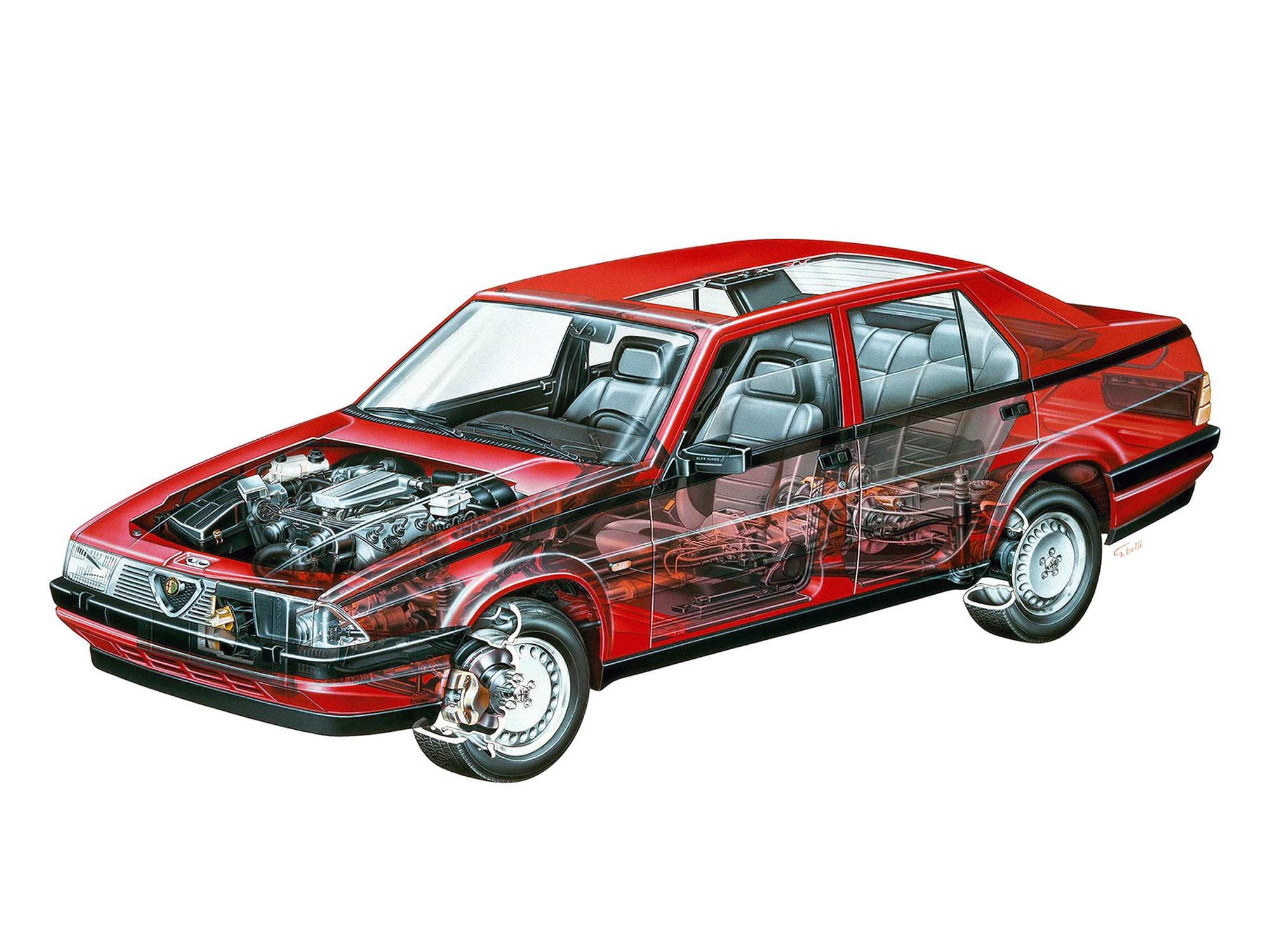 Alfa Romeo 75 cutaway drawing