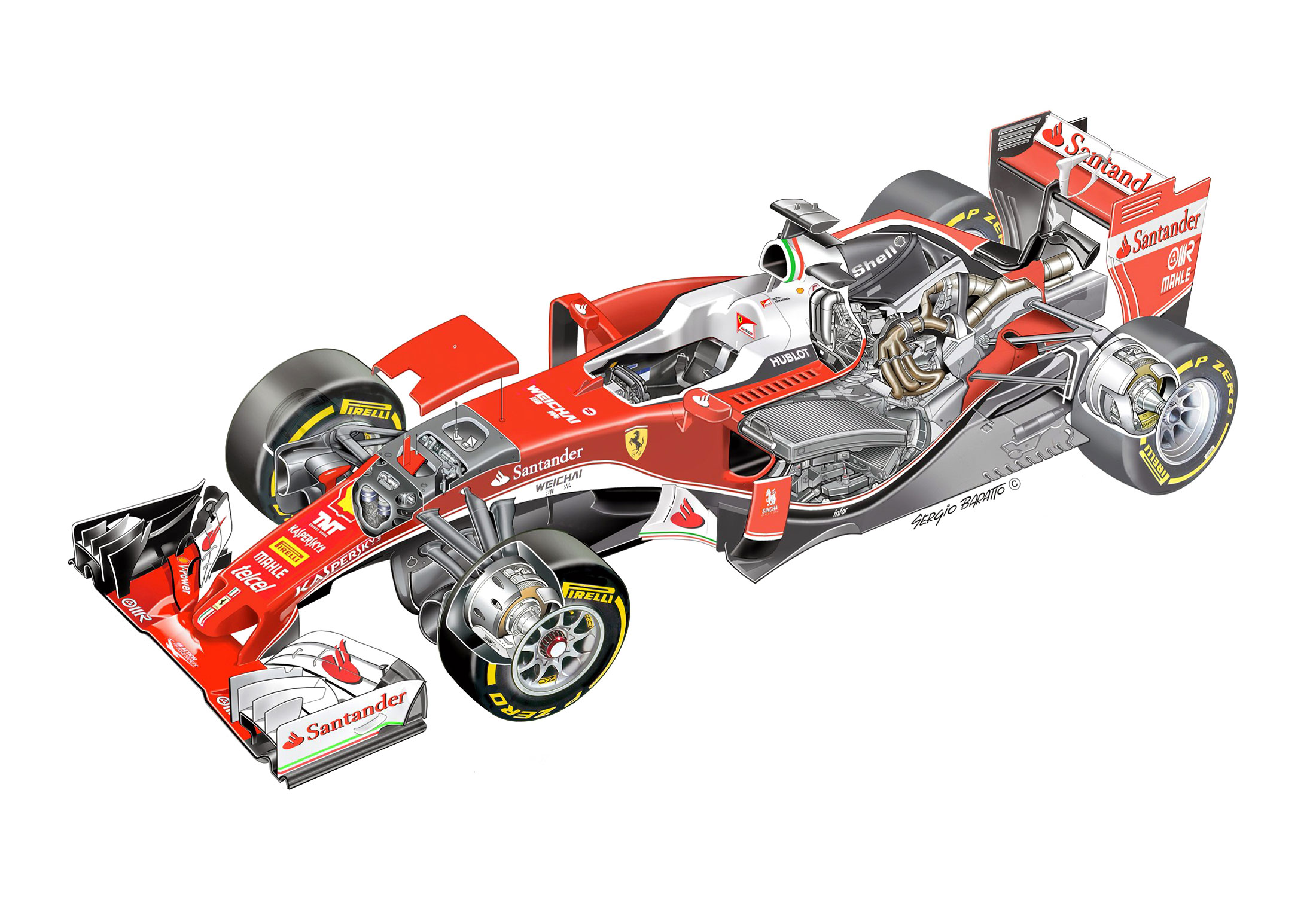 Ferrari SF16-H cutaway drawing
