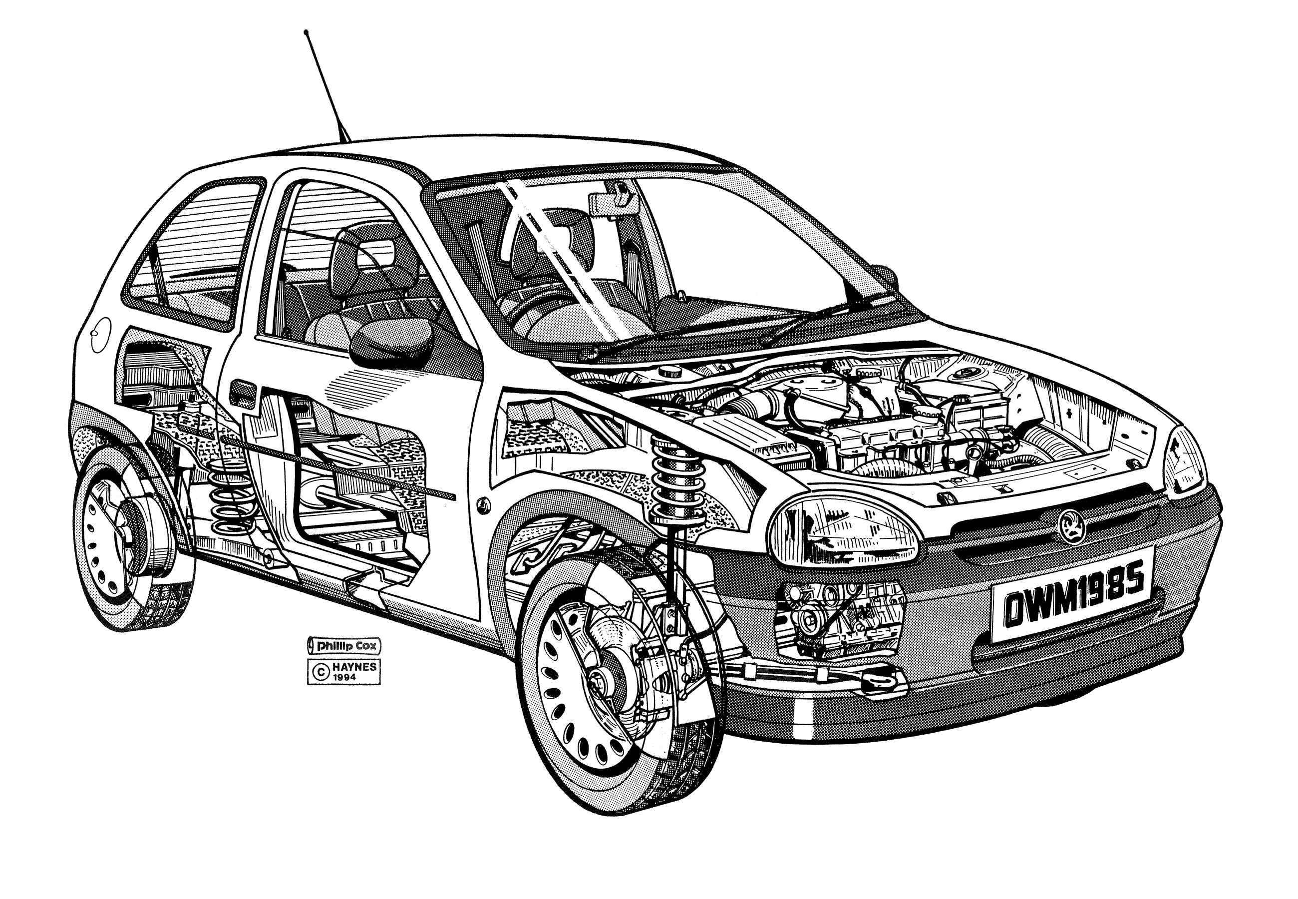 Vauxhall Corsa B 1993 cutaway drawing