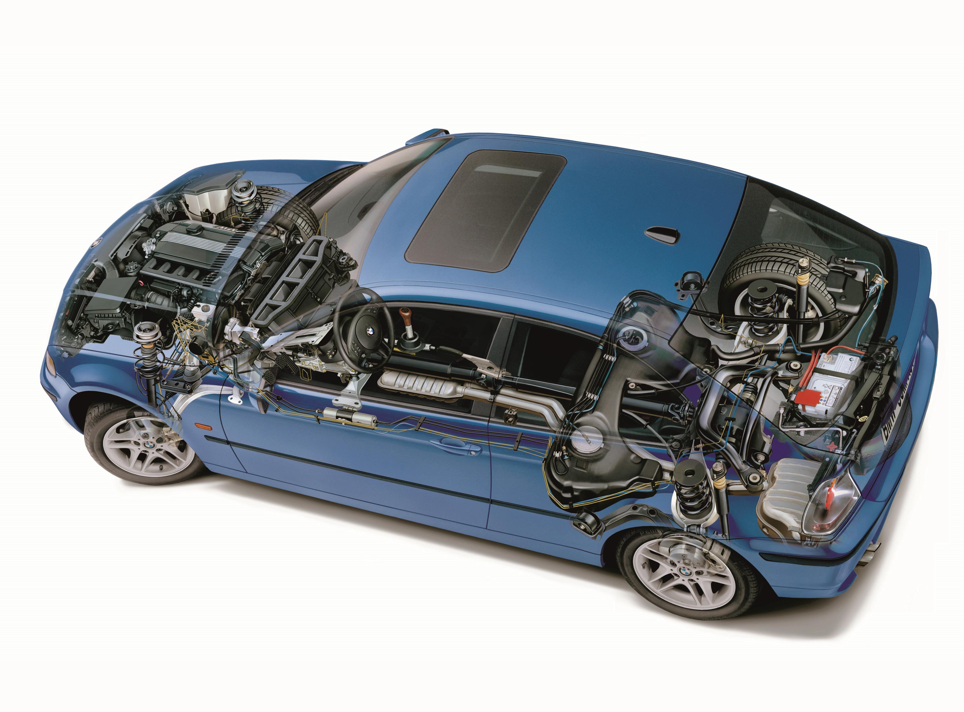 BMW 3 Series compact E46 cutaway drawing