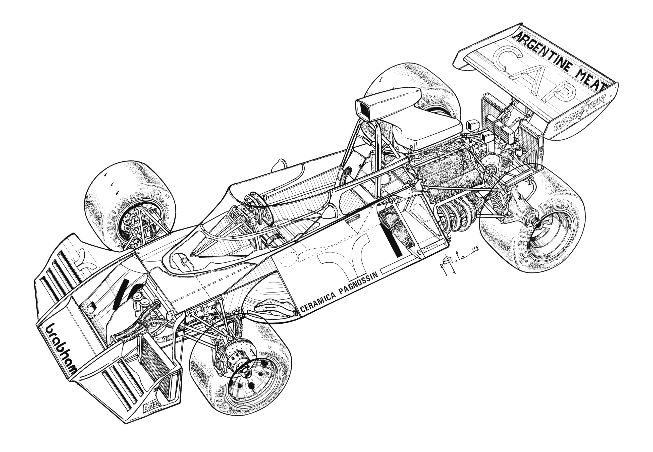 Brabham BT42 cutaway drawing