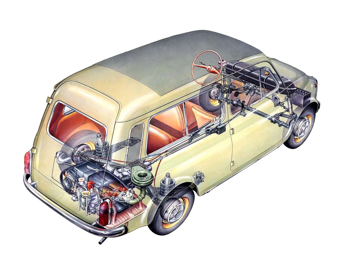 Fiat 500 Giardiniera cutaway drawing