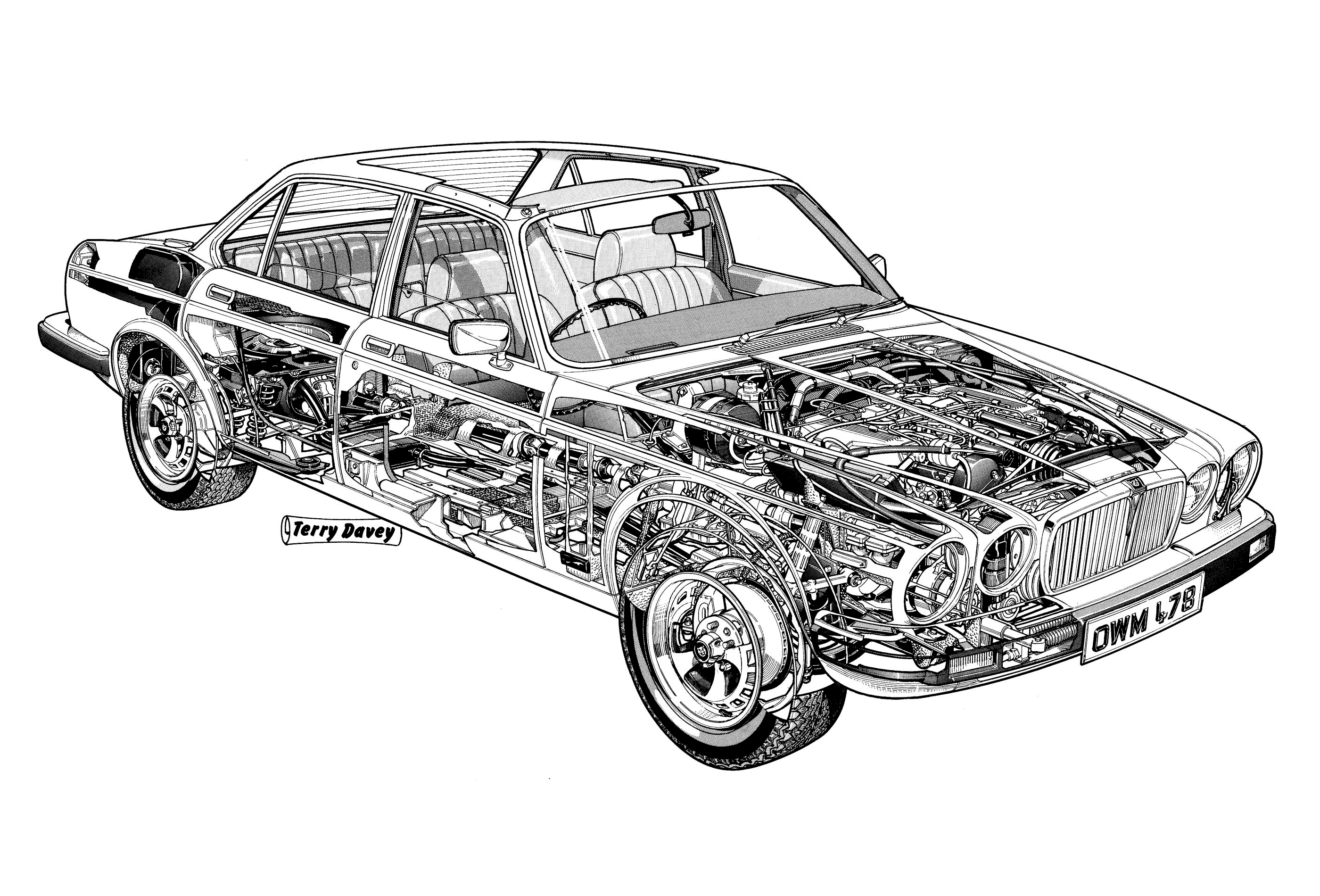 Jaguar XJ12 cutaway drawing