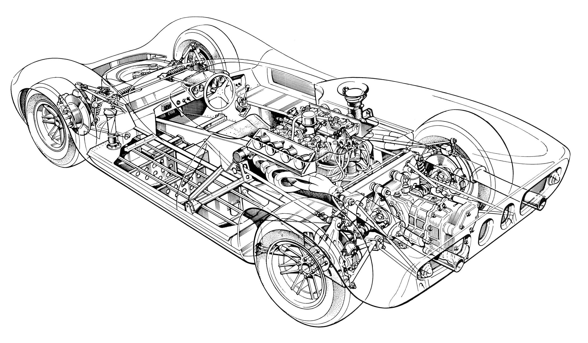 Lola T70 Spyder cutaway drawing