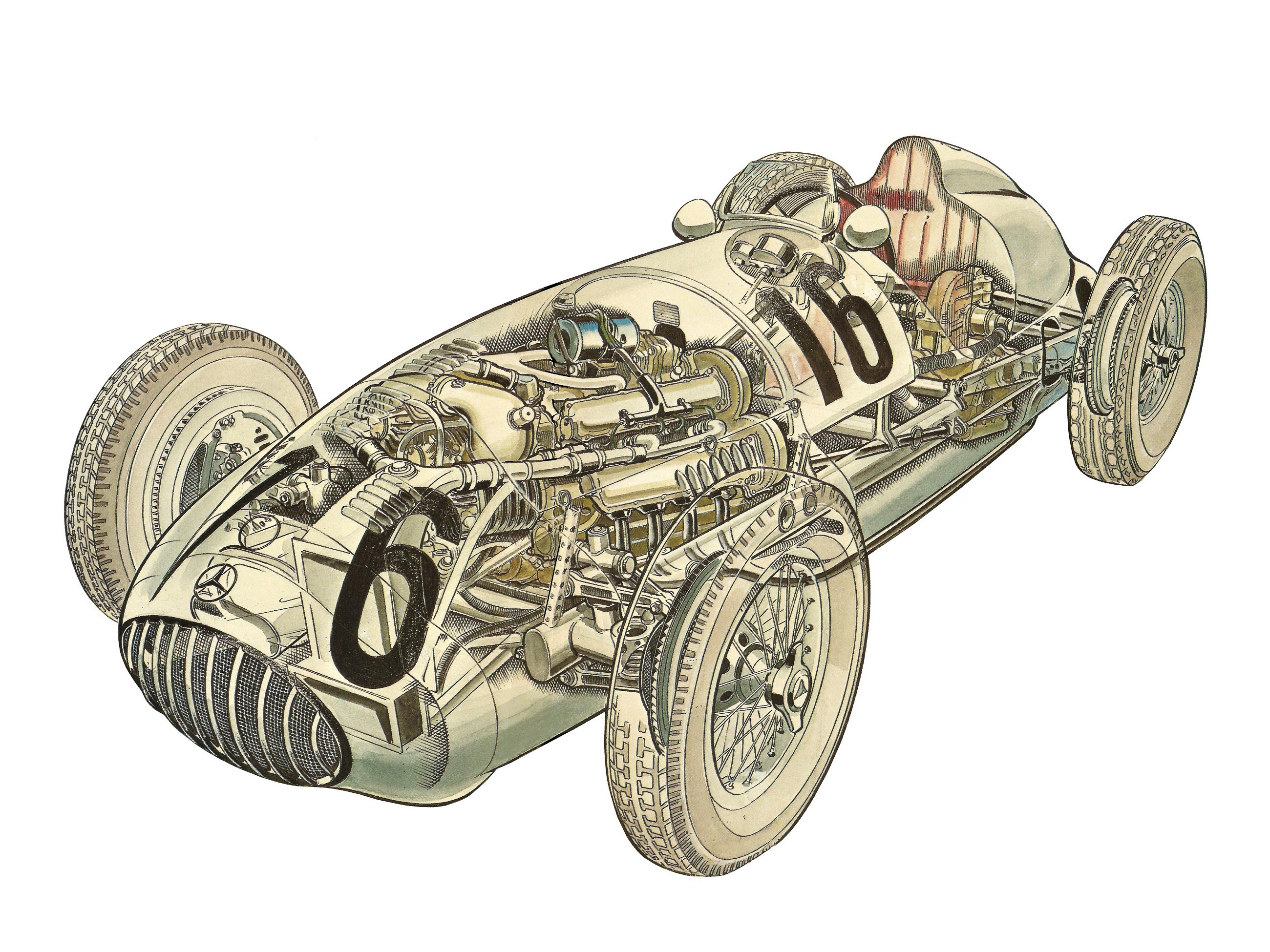 Mercedes-Benz Formula Racing Car W165 cutaway drawing