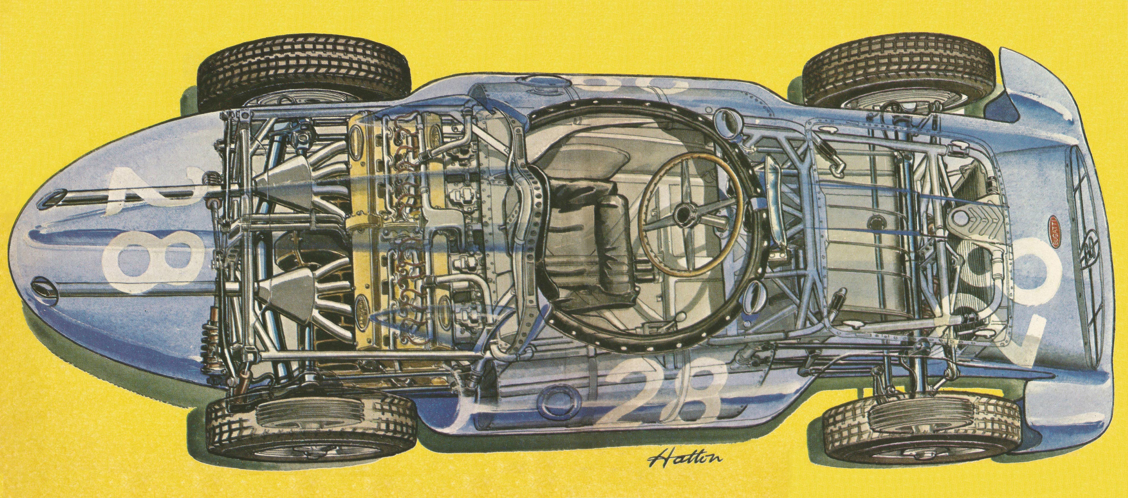Bugatti Type 251 Grand Prix cutaway drawing