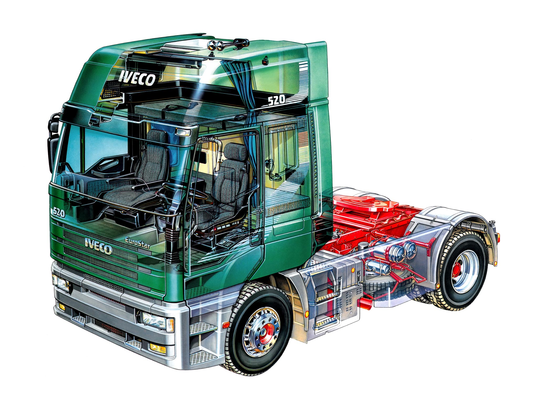 Iveco EuroStar tractor truck cutaway drawing