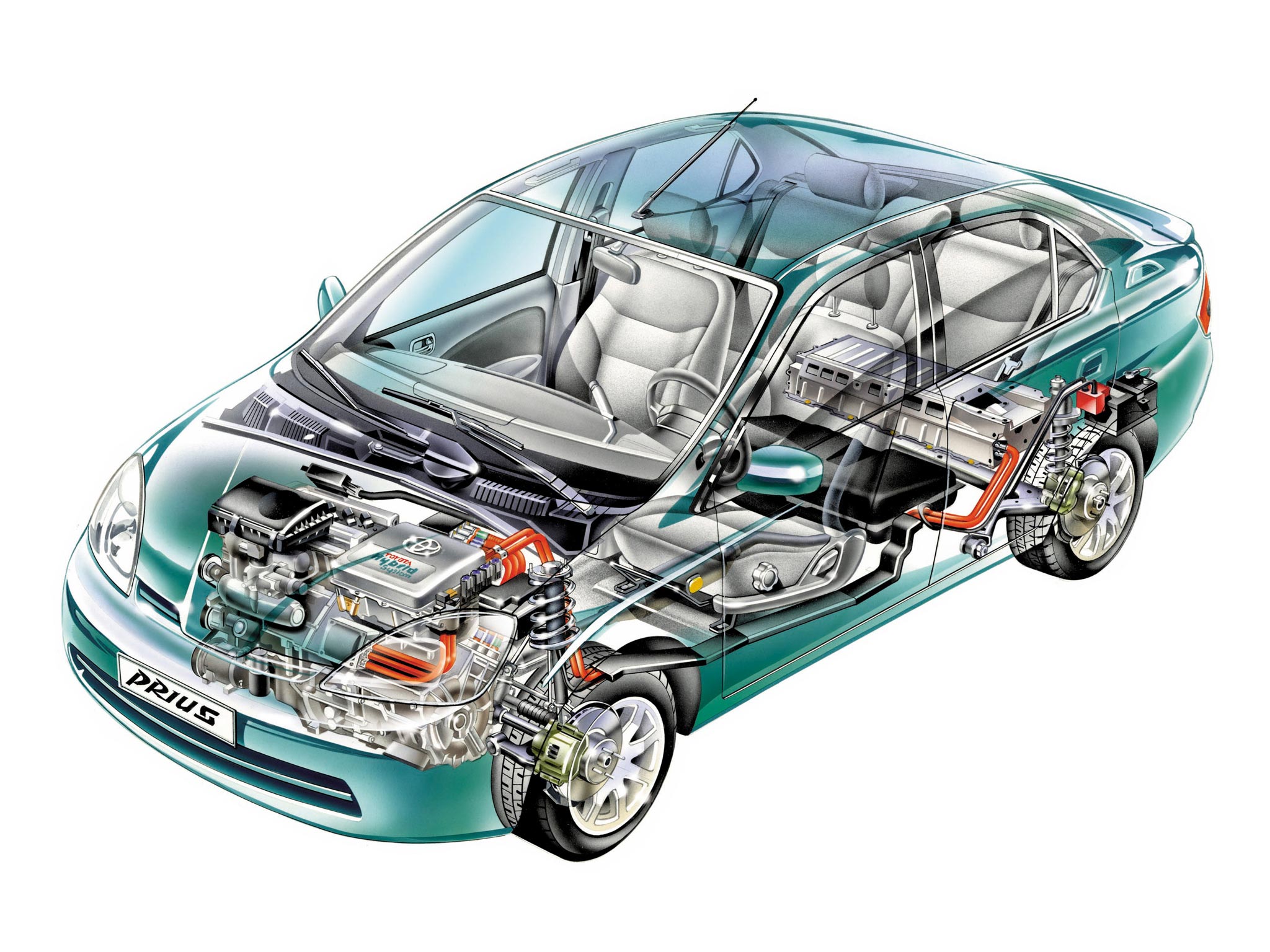 Toyota Prius cutaway drawing