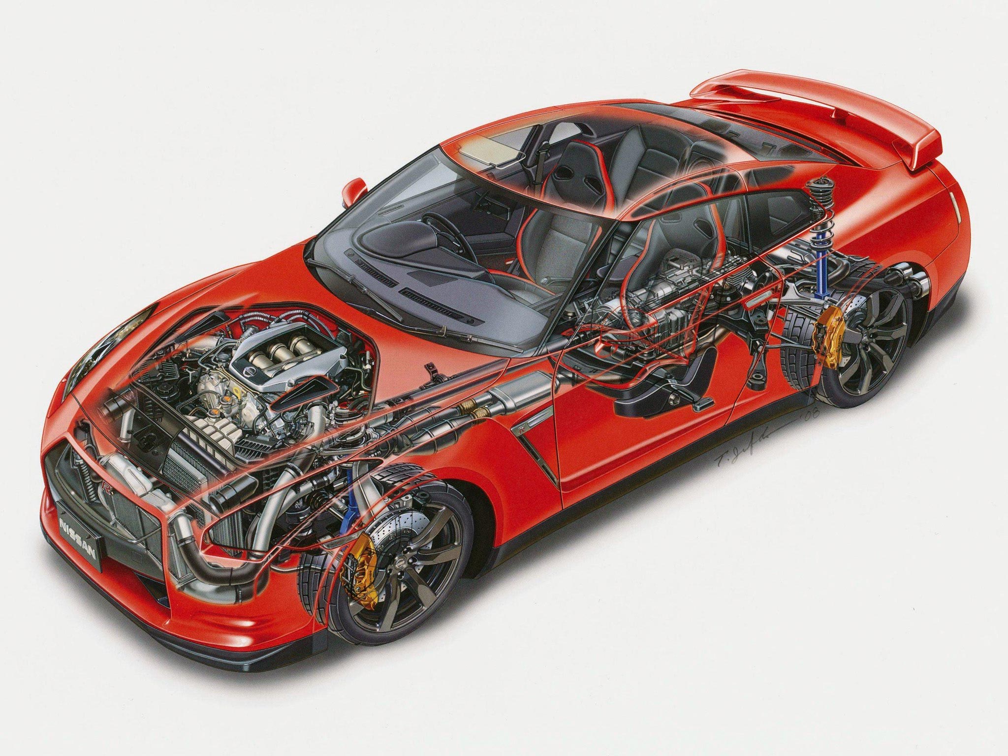 Nissan GT-R cutaway drawing