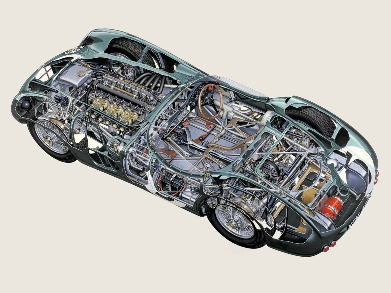 Aston Martin DBR1 cutaway drawing