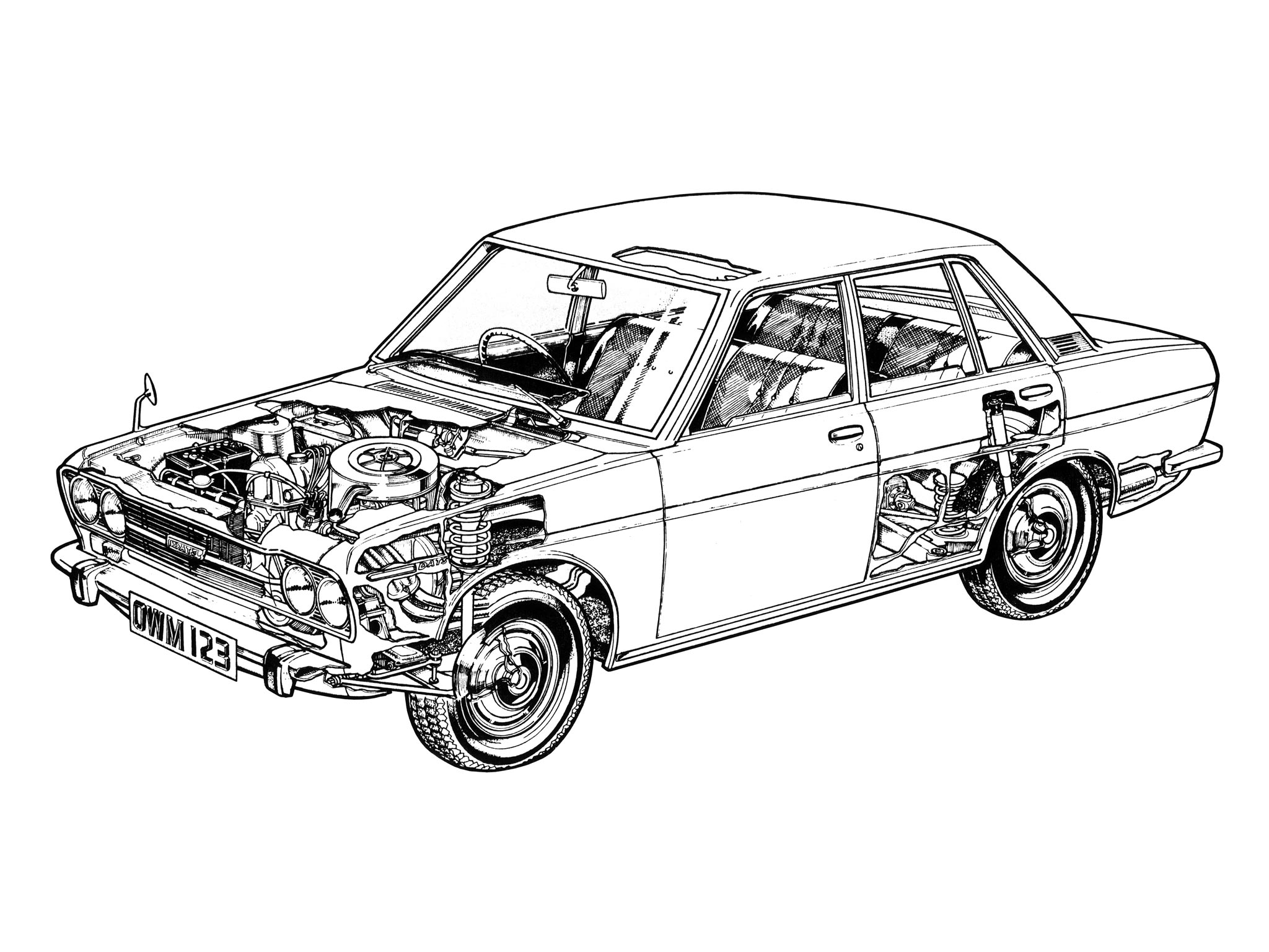 Datsun 510 cutaway drawing