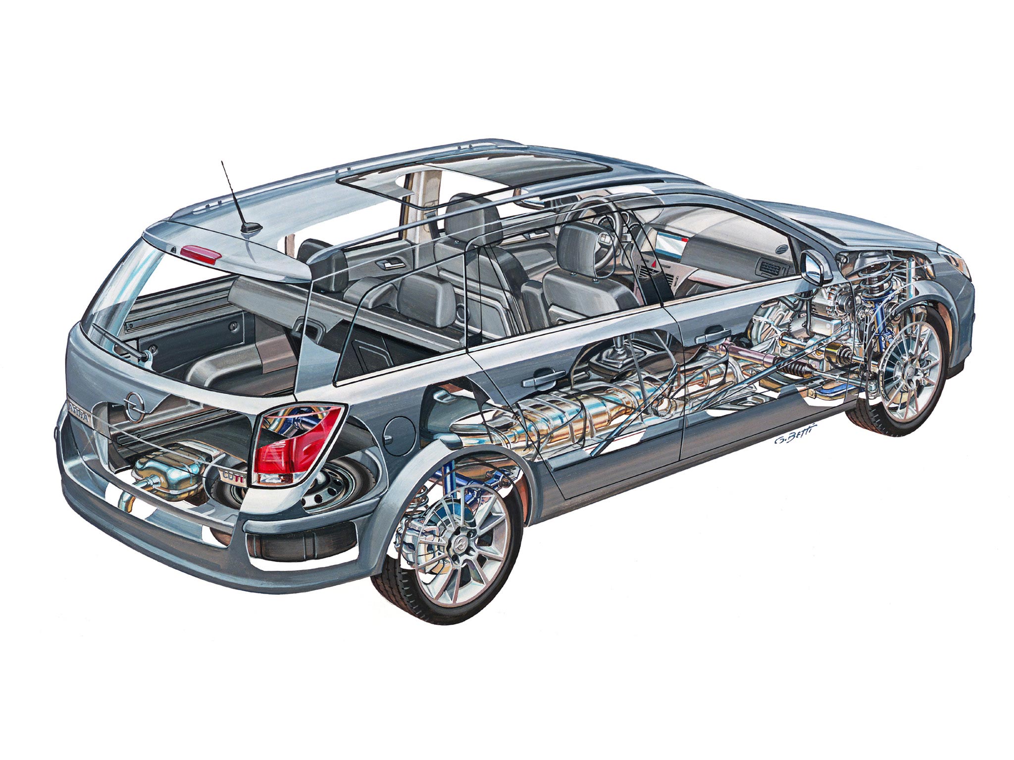 Opel Astra caravan cutaway drawing