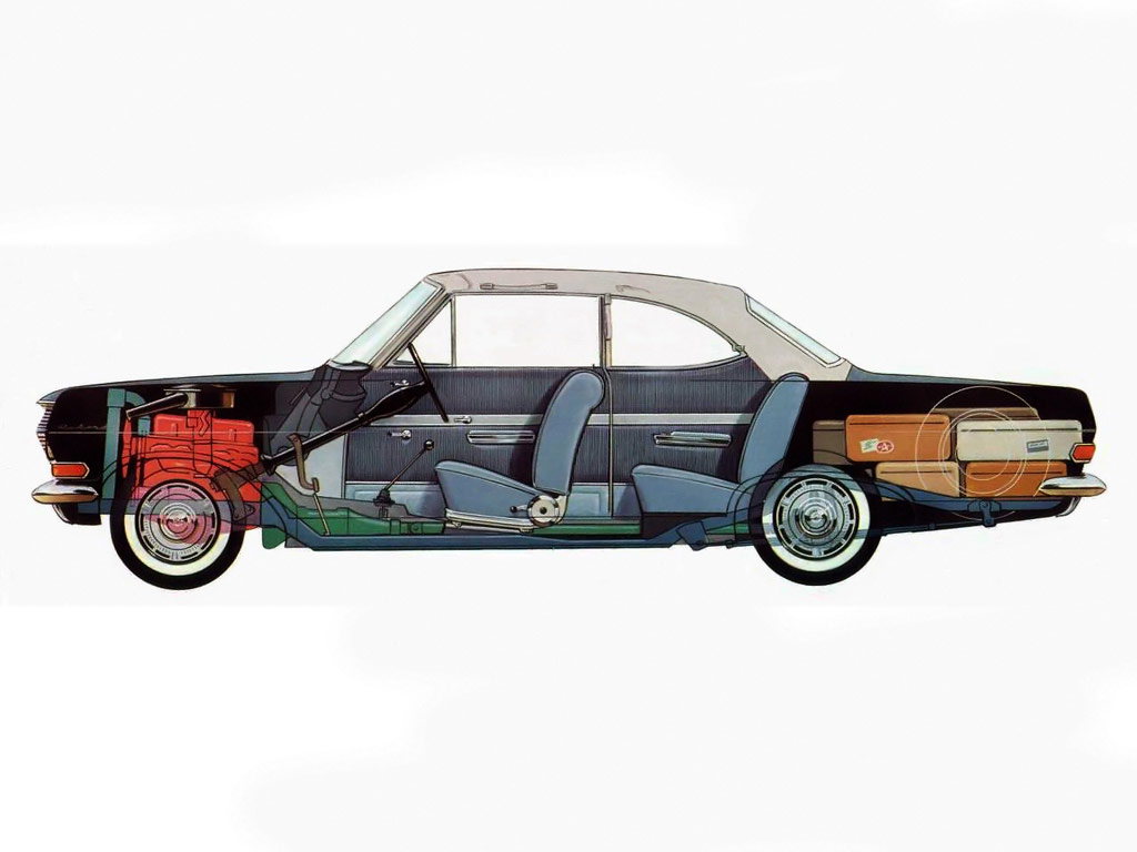 Opel Rekord coupe 1963 cutaway drawing