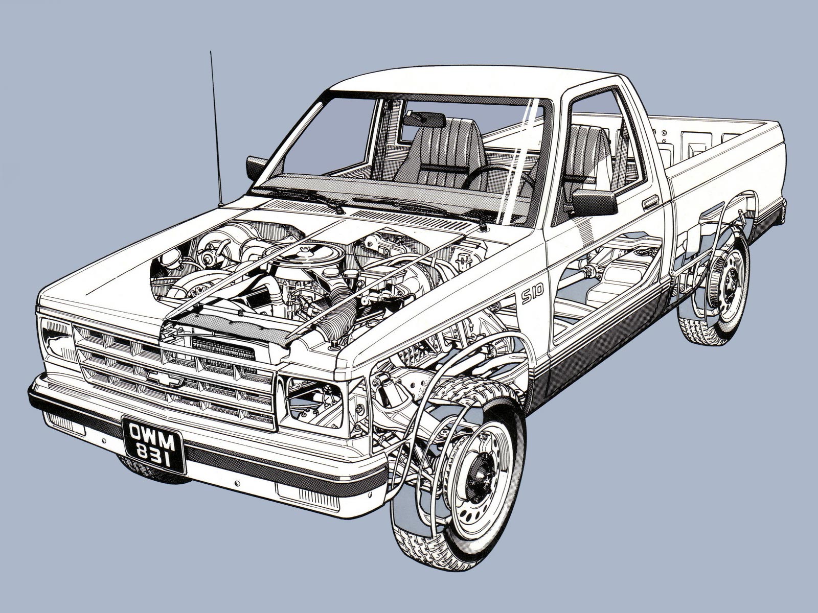 Chevrolet S-10 cutaway drawing