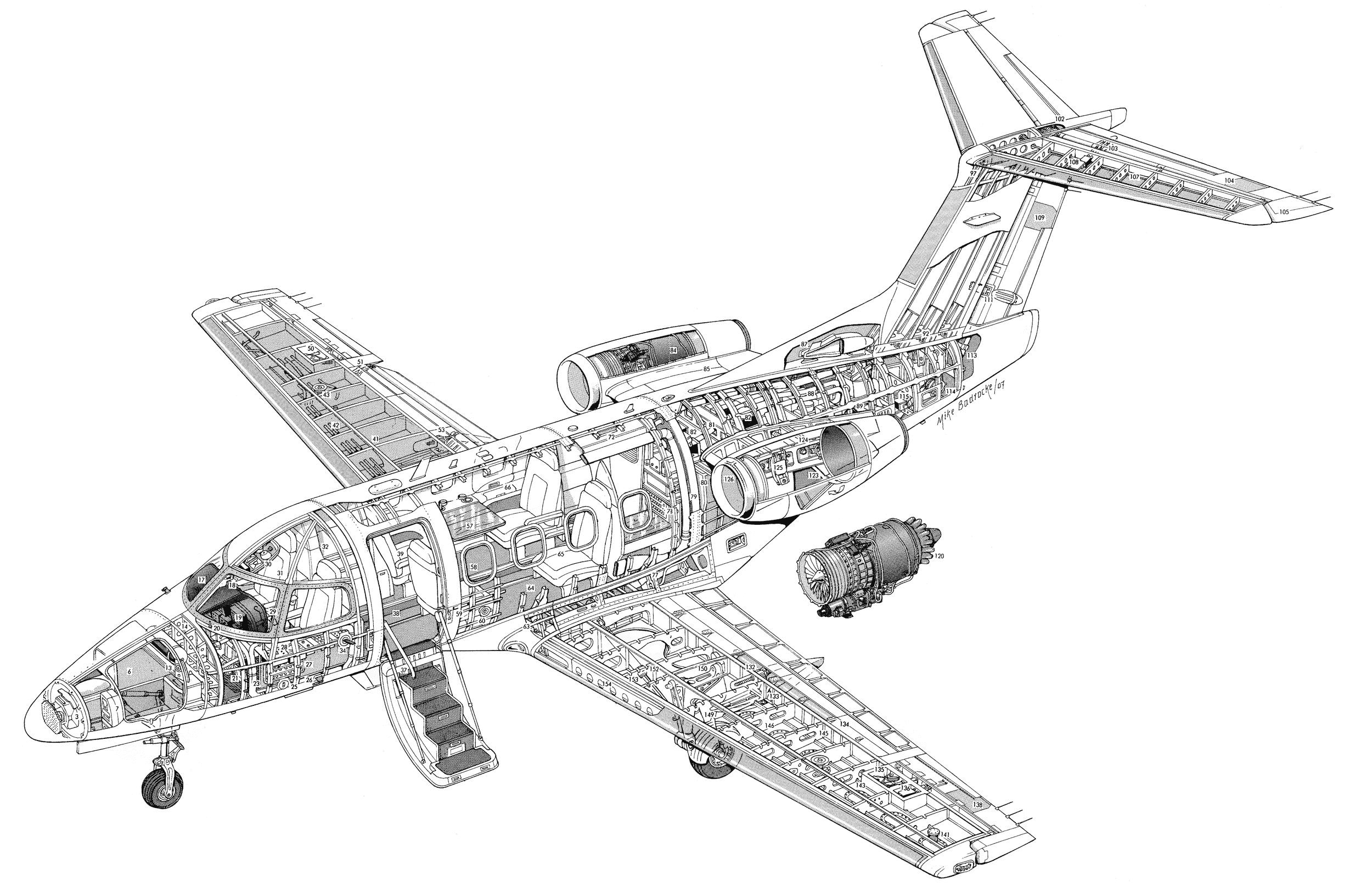 Embraer Phenom 100 cutaway drawing