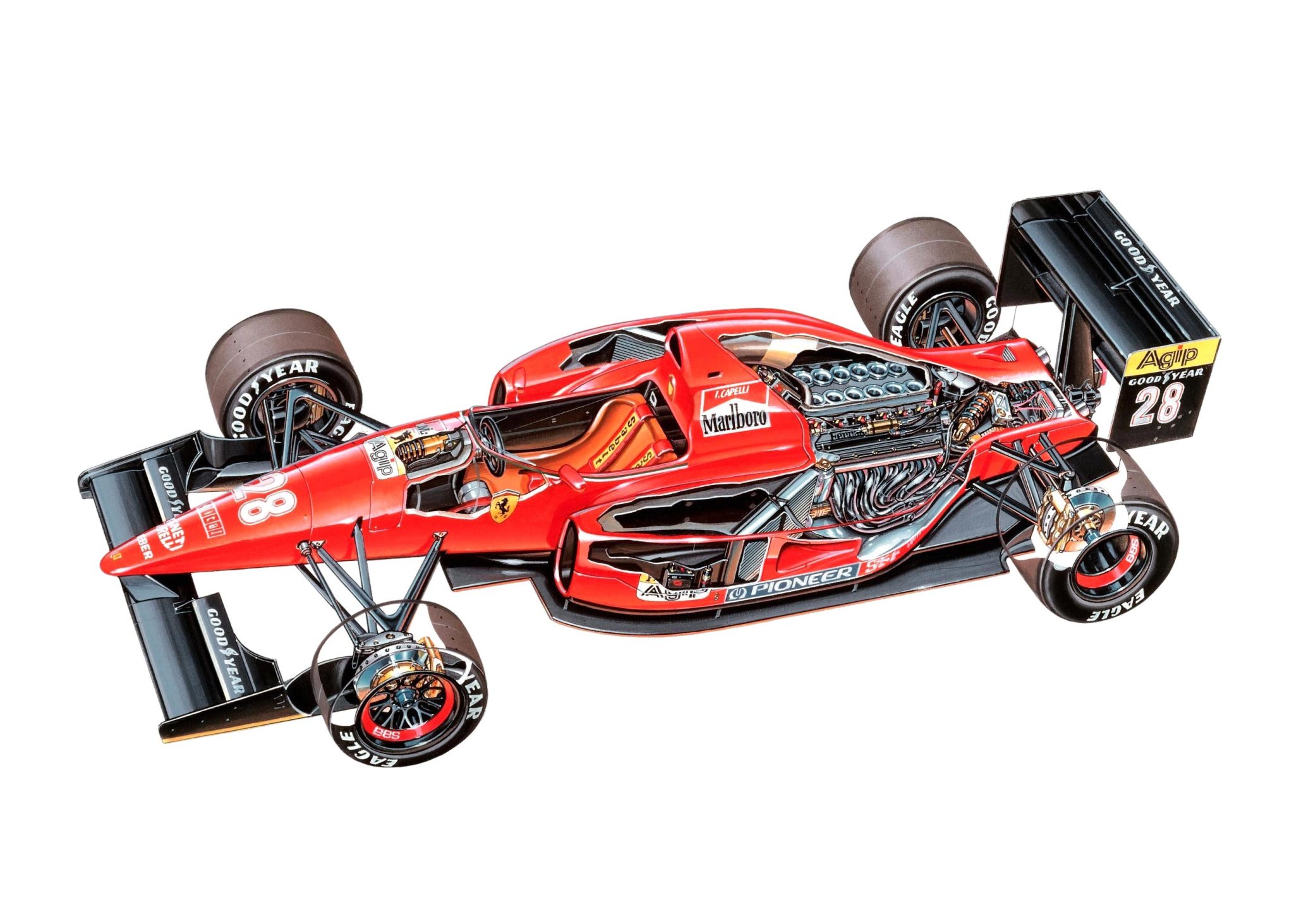 Ferrari F92 Cutaway Drawing in High quality